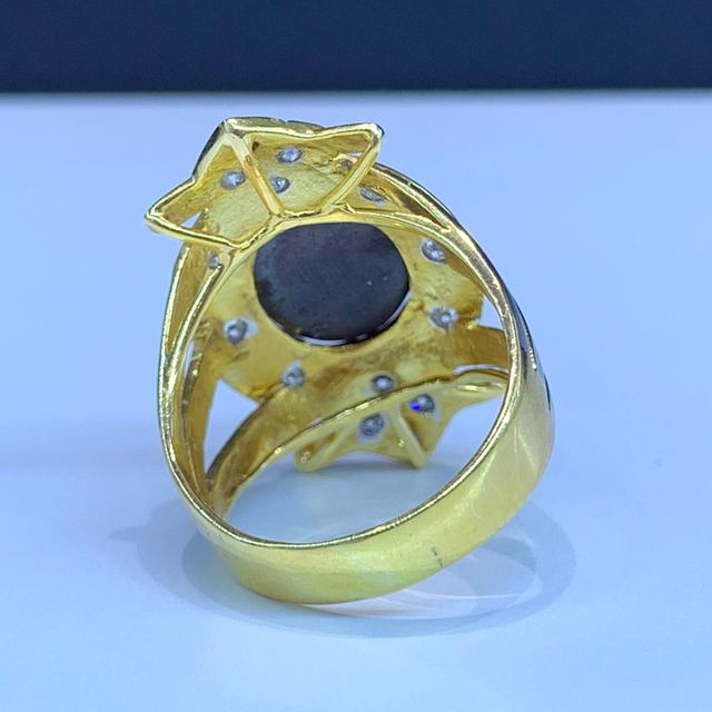 แหวนโอปอลน้ำเงิน ประดับเพชร